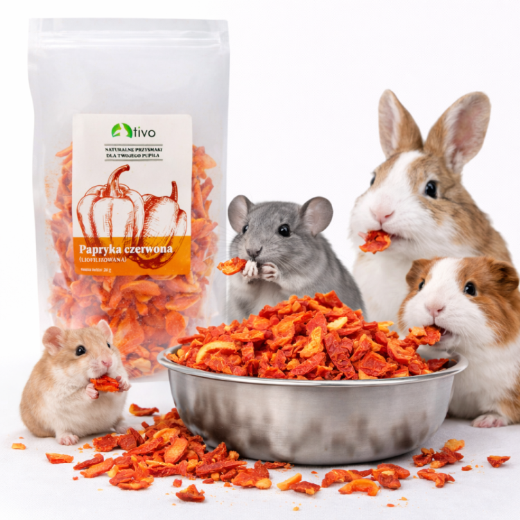 Papryka czerwona liofilizowana dla gryzoni – naturalny przysmak warzywny | 20 g  od ParrotPlanet.pl