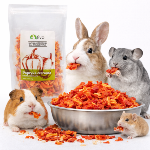 Papryka czerwona liofilizowana dla gryzoni – naturalny przysmak warzywny | 20 g  od ParrotPlanet.pl