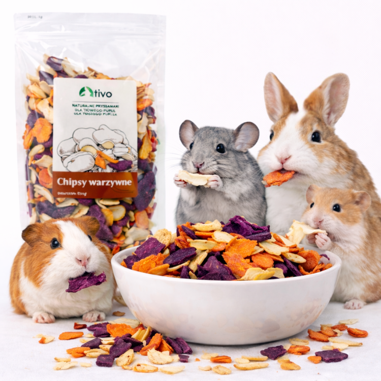 Chipsy warzywne dla gryzoni – naturalna mieszanka suszonych warzyw | 250 g od ParrotPlanet.pl