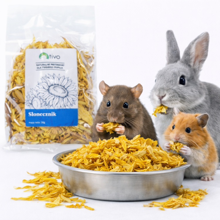Płatki słonecznika dla gryzoni – naturalny dodatek kwiatowy | 30 g od ParrotPlanet.pl