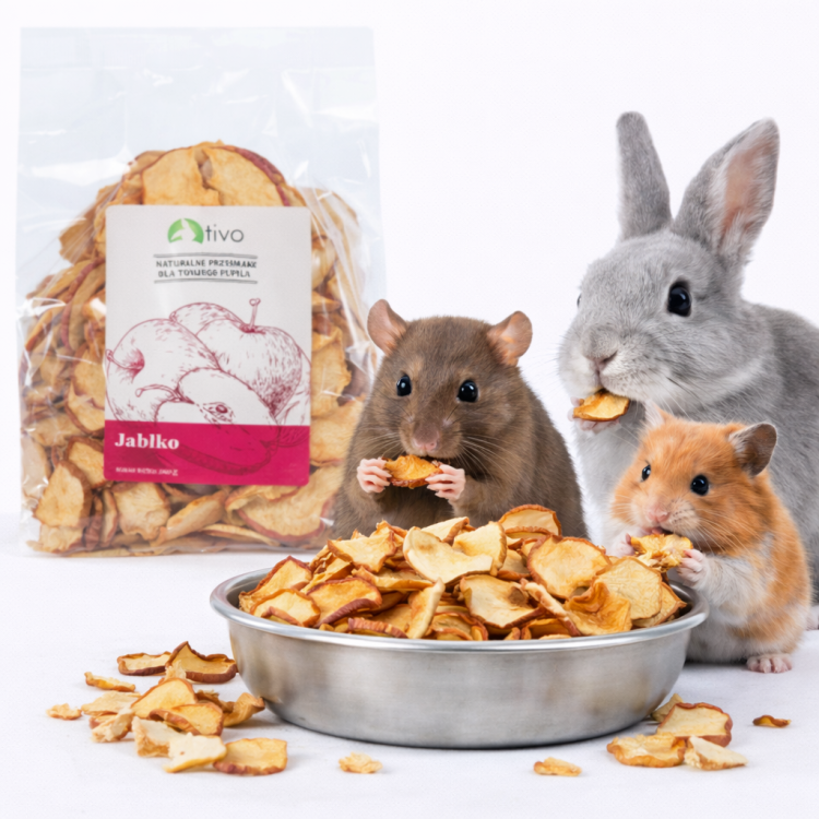 Chrupiące jabłko dla gryzoni – naturalny przysmak owocowy | 100 g  od ParrotPlanet.pl
