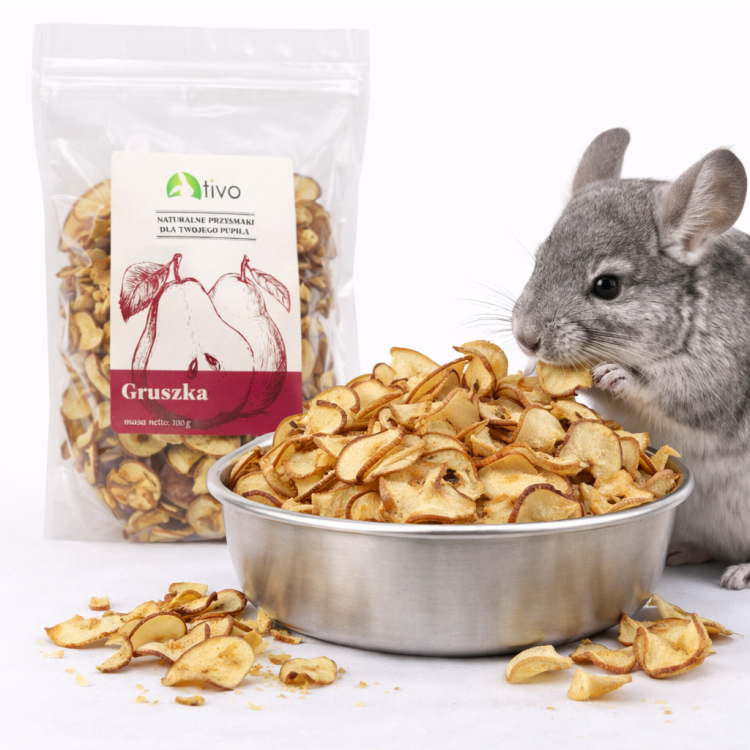 Chrupiąca gruszka dla gryzoni – naturalny przysmak owocowy | 100 g  od ParrotPlanet.pl