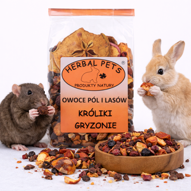 Wspierająca Mieszanka Owoce pól i lasów dla królików i gryzoni – naturalne wsparcie zdrowia 100g od ParrotPlanet.pl