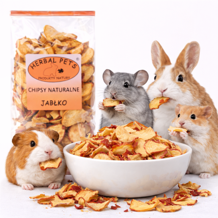 Chipsy Naturalne – Jabłko: Zdrowy Przysmak dla Królików i Gryzoni 100g od ParrotPlanet.pl