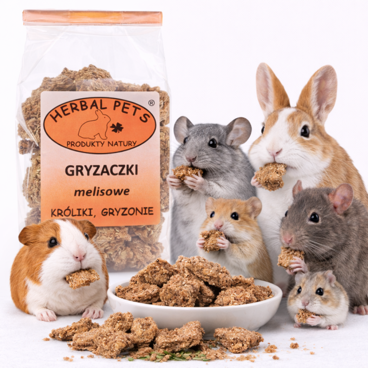 Gryzaczki Melisowe dla Królików i Gryzoni – Naturalne Wsparcie Dla Zdrowia Twojego Pupila 140g od ParrotPlanet.pl