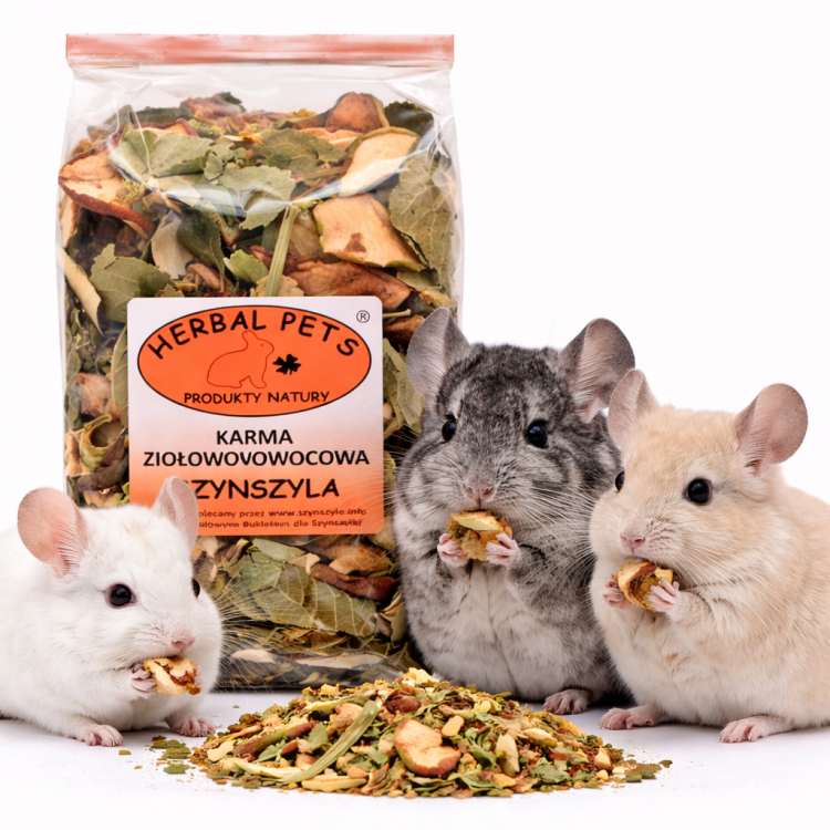 Karma Ziołowo-Owocowa dla Szynszyli – Naturalne Wsparcie Zdrowia Twojego Pupila 150g od ParrotPlanet.pl