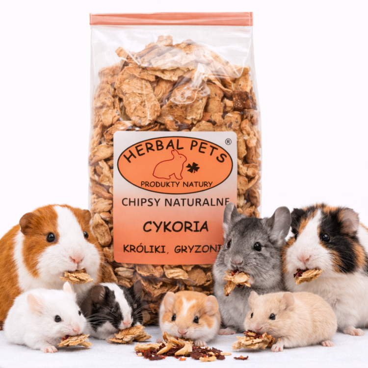 Chipsy Naturalne z Cykorią – Wspomaganie Trawienia i Zdrowia Zębów dla Królików i Gryzoni 125g od ParrotPlanet.pl