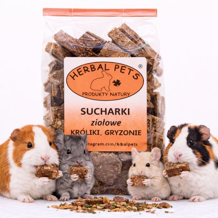 Sucharki Ziołowe – Naturalny Przysmak dla Królików i Gryzoni, Wspierający Zdrowie i Higienę Zębów 140g od ParrotPlanet.pl