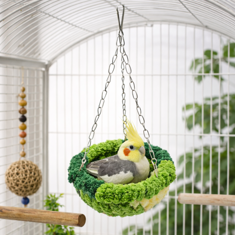 Papuzia Kryjówka – Przytulna Jaskinia/Hamak dla małych i średnich papug od ParrotPlanet.pl