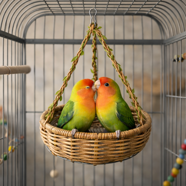 Papuzia Wysepka – Okrągły Wiszący Hamak Odpoczynkowy 15 × 4 cm od ParrotPlanet.pl