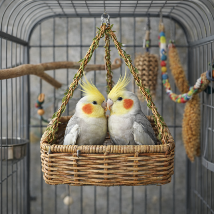 Papuzia Zatoczka – Kwadratowy Wiszący Hamak Odpoczynkowy 15 × 15 × 4 cm od Parrotplanet.pl