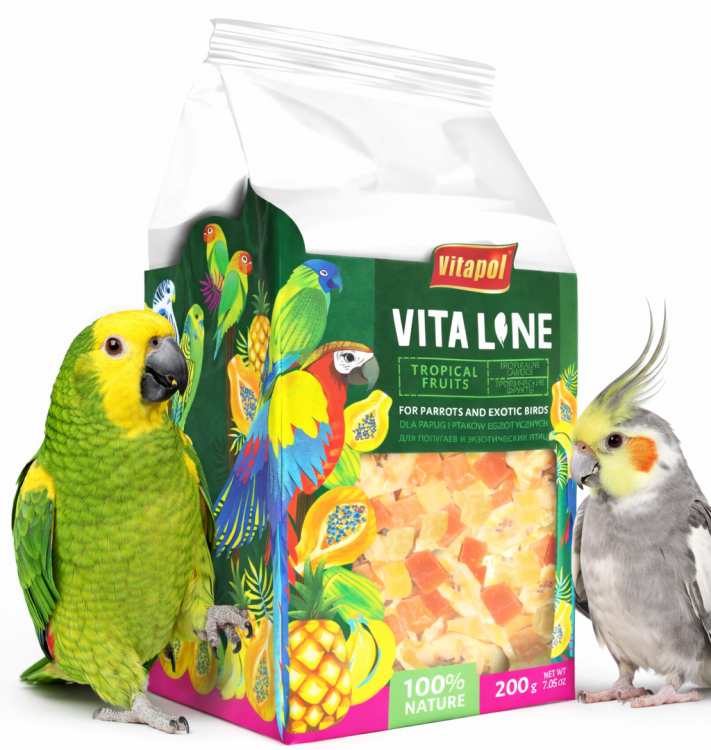 Vitapol VITALINE - Tropikalne owoce dla wszystkich papug 200g od ParrotPlanet.pl