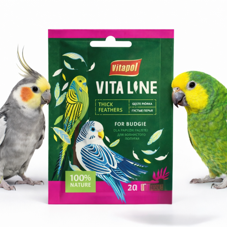Vitapol VITALINE Gęste Piórka 20g – suplement na okres pierzenia papug od ParrotPlanet.pl