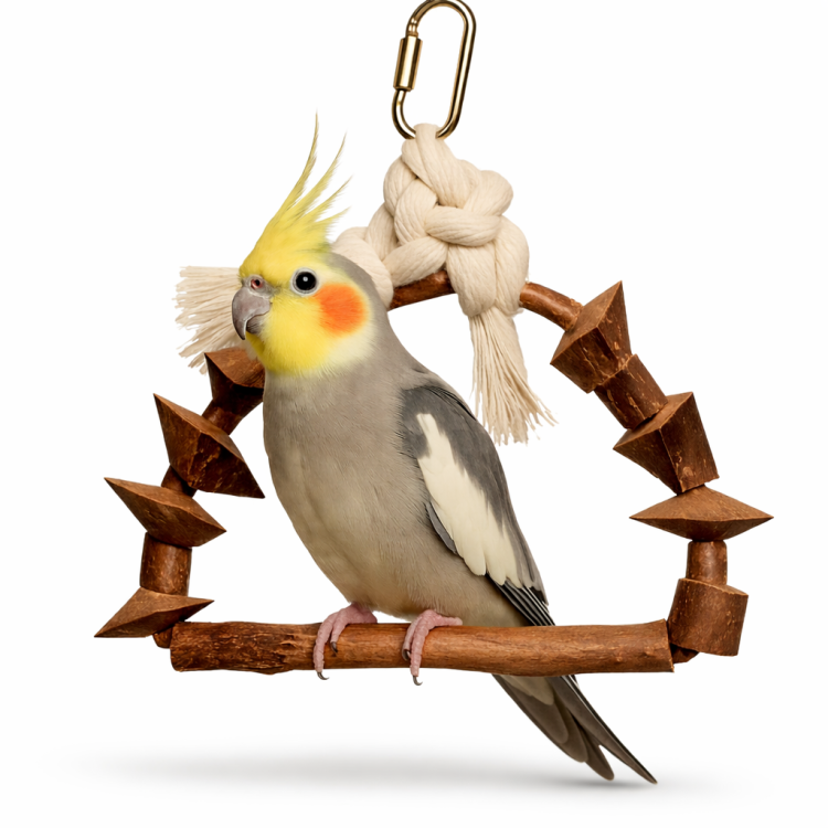 Naturalna Drewniana Radość - Huśtawka dla małych i średnich papug od ParrotPlanet.pl