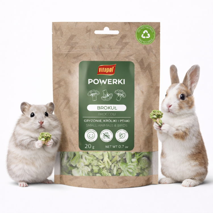 Powerki Vitapol Brokuł Liofilizowany 20 g – Naturalna Przekąska dla Gryzoni od ParrotPlanet.pl