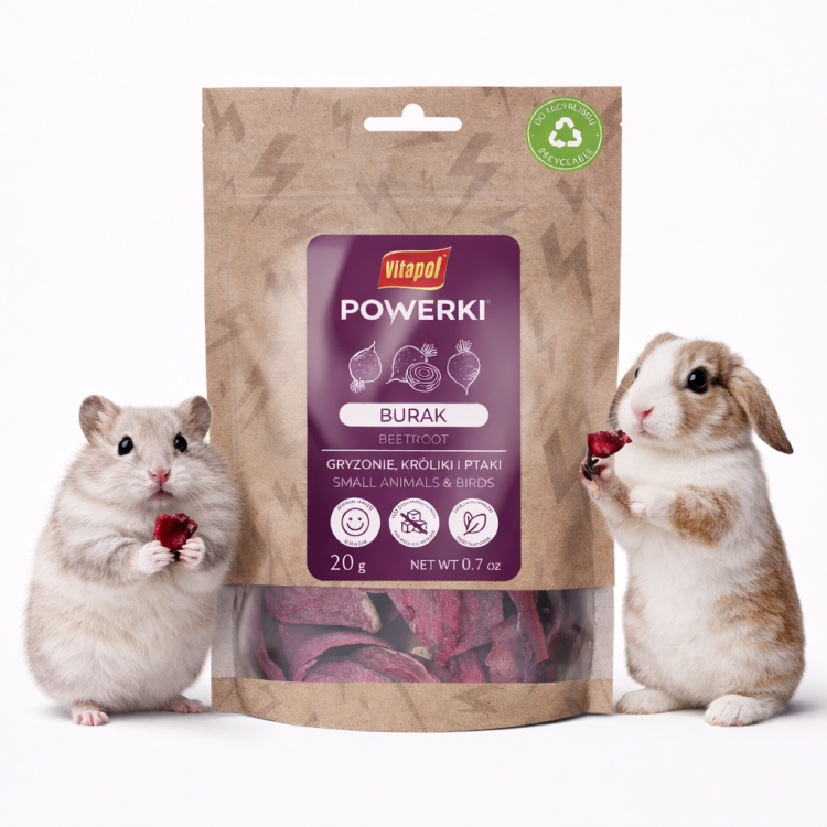 Powerki Vitapol Burak Liofilizowany 20 g – Naturalna Przekąska dla Gryzoni od ParrotPlanet.pl