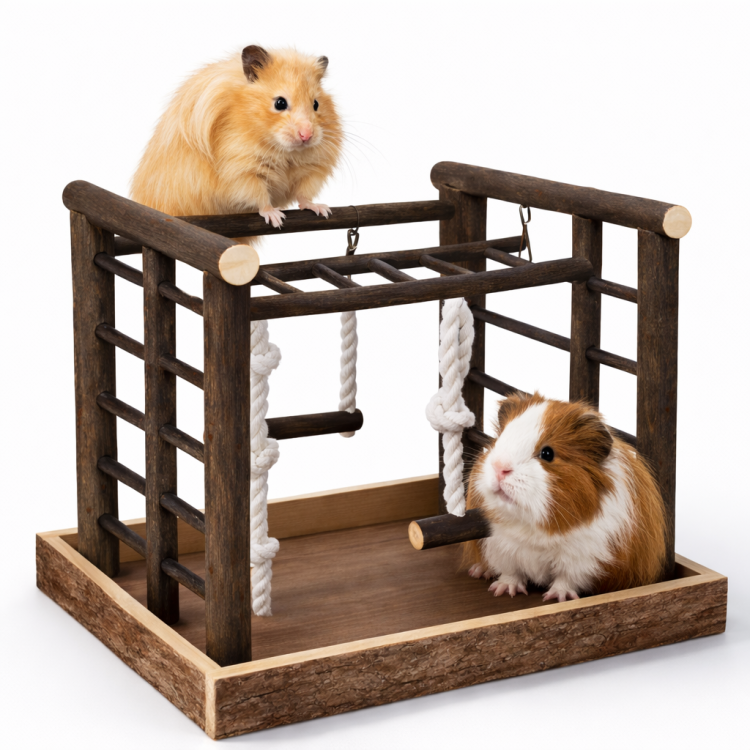 Parrot Activity Hub 36x29x25 cm – Drewniany Plac Zabaw dla Gryzoni | Naturalna Strefa Aktywności  od ParrotPlanet.pl