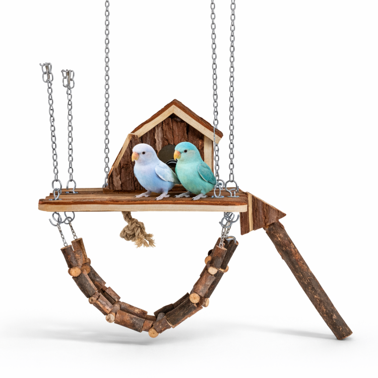 Wieszany plac zabaw dla małych papug od parrotplanet.pl