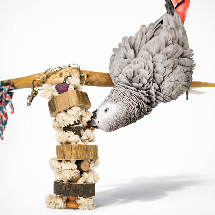 Sznurki i dyski - zabawka dla średnich i dużych papug od ParrotPlanet.pl