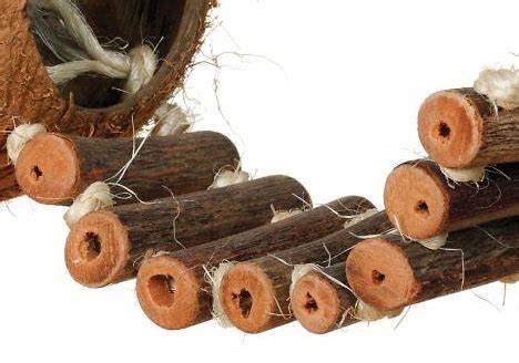 Kokosowy Domek z Drabinką – naturalna zabawka i kryjówka dla gryzoni 50 × 14 cm od ParrotPlanet.pl