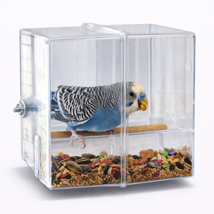 Karmnik "LESS MESS" - mniej bałaganu dla małych i średnich papug rozm. S od ParrotPlanet.pl