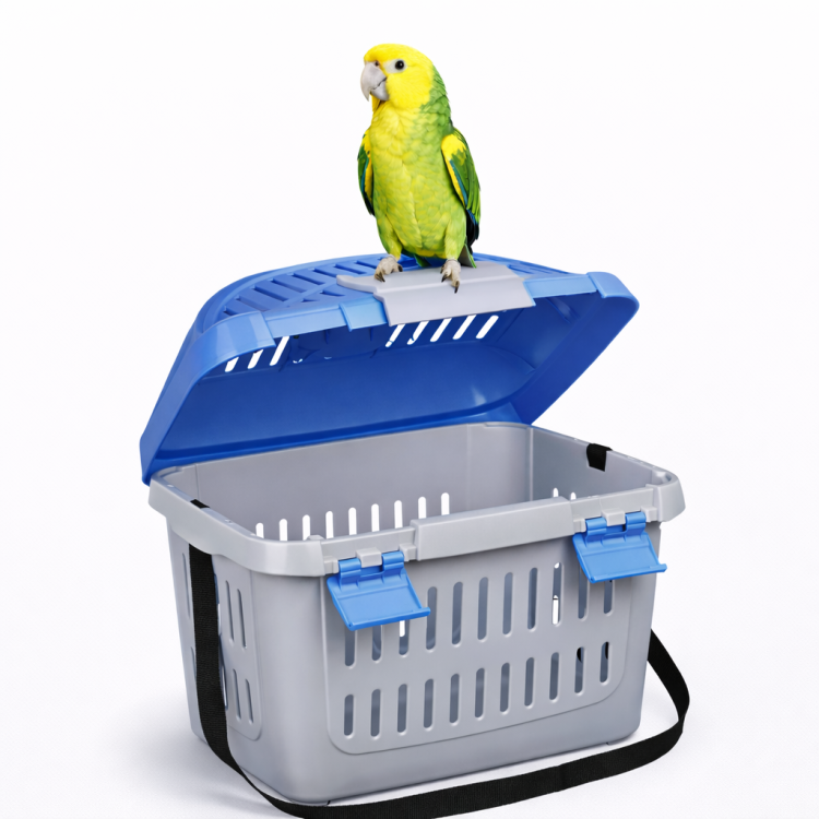 Transporterka szaro/niebieska dla małych średnich i większych papug  od ParrotPlanet.pl