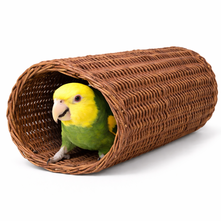Naturalny Wiklinowy Tunelik | Zabawka Kryjówka | Namiot dla Papug  od ParrotPlanet.pl