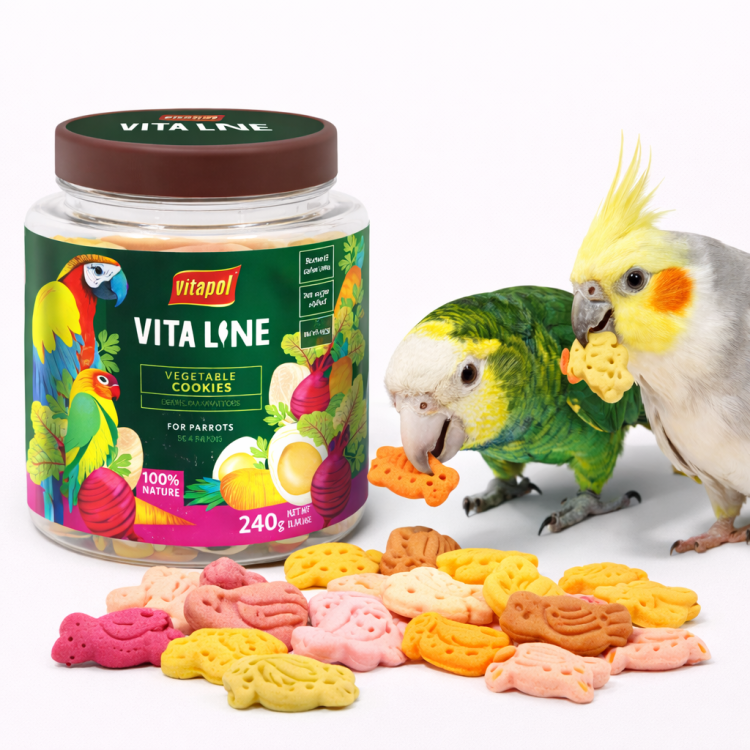 Vitapol VITALINE - Warzywne Ciasteczka do łapki dla wszystkich papug 240g od ParrotPlanet.pl