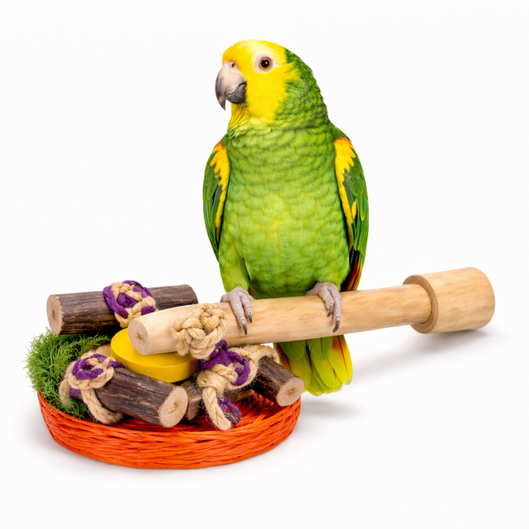 Żerdź Java z Zabawkami L - Wyjątkowy Kawałek Natury dla średnich i dużych papug od ParrotPlanet.pl