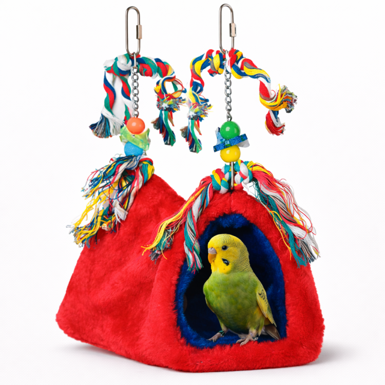 Czerwona Jaskinia - Namiot - Bezpieczne Miejsce do zabawy i odpoczynku dla małych papug od ParrotPlanet.pl