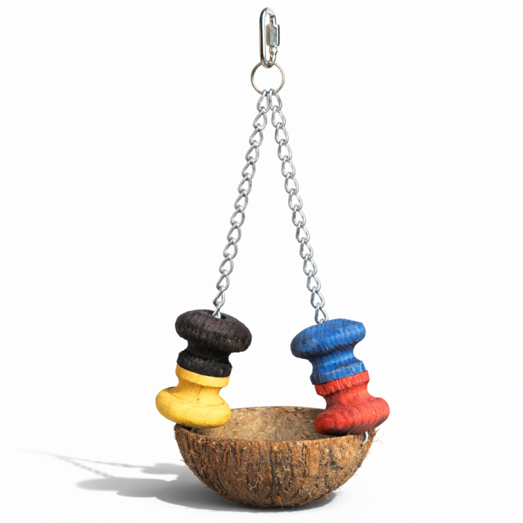 Kokosowy Raj – Naturalna Huśtawka i Karmnik dla Papug od ParrotPlanet.pl