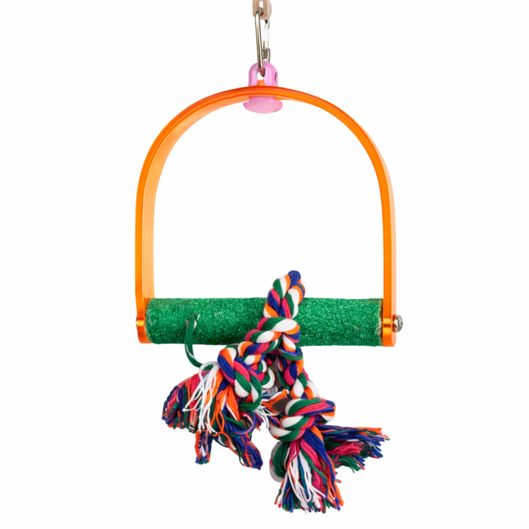 Mini Swing | Huśtawka akrylowa 3w1 | dbałość o dziobek i pazurki | dla Małych Papug od ParrotPlanet.pl