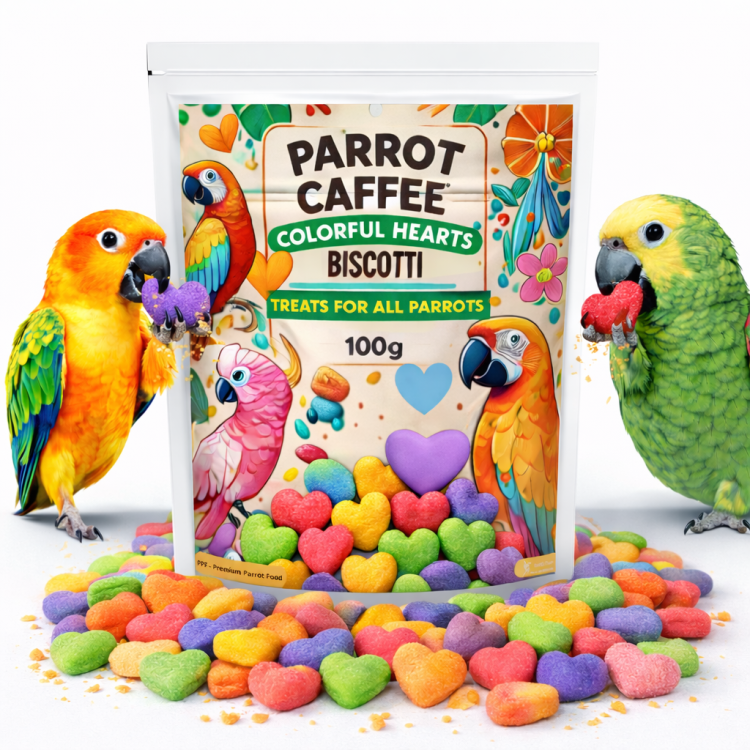 PARROT CAFFEE - Colorful Hearts Biscotti - biszkopciki dla wszystkich papug 100g  od ParrotPlanet.pl