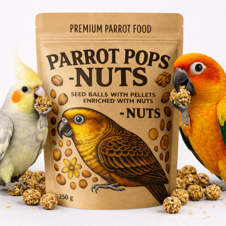 Parrot Pops Nuts Small - Pokarm: ziarno z dużą ilością orzechów w kształcie kuleczek dla średnich i małych papug 250g  od ParrotPlanet.pl