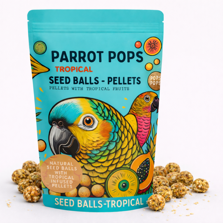 Parrot Pops Tropical -Big Parrot - Pokarm tropikalny w kształcie kuleczek dla średnich i dużych papug 250g od ParrotPlanet.pl