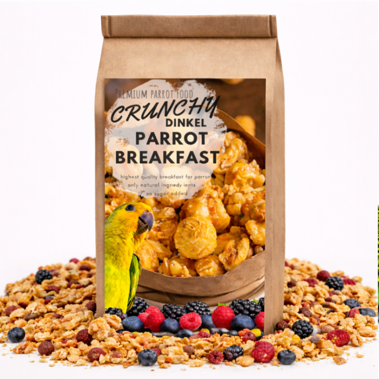 Crunchy Dinkel Parrot Breakfast - Papuzie danie śniadaniowe, lub obiadowe na ciepło lub zimno dla wszystkich papug 100g od ParrotPlanet.pl