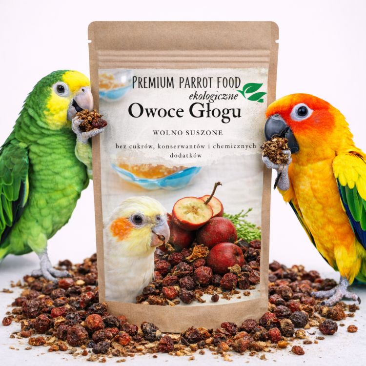 Premium Parrot Food | Ekologiczne owoce głogu | Przekąska lub Zdrowy dodatek do pokarmu dla wszystkich papug 50g od ParrotPlanet.pl
