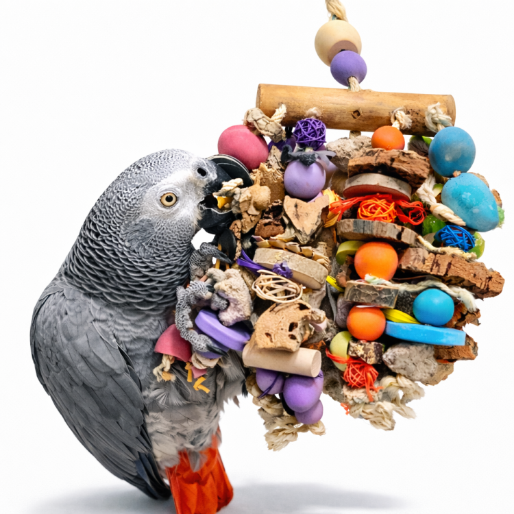 Kolorowa Mozaika Aktywności – Naturalna Zabawka Manipulacyjna dla Papug  od ParrotPlanet.pl