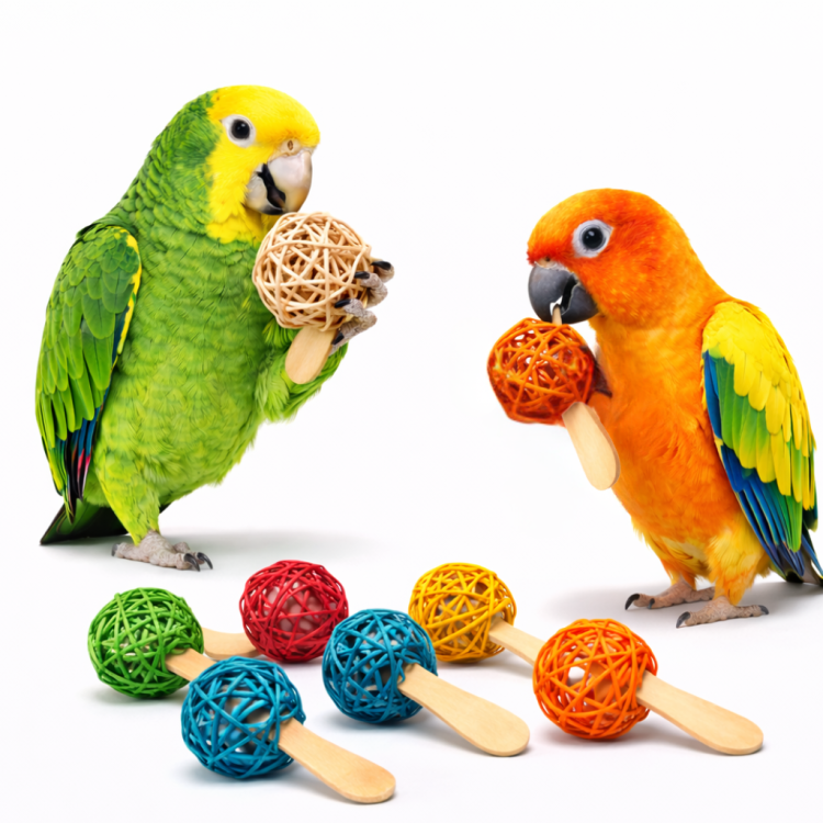 Lizaki do Łapki dla Papug | Kolorowe i Chrupiące Zabawki | 6 Sztuk w Zestawie  od ParrotPlanet.pl