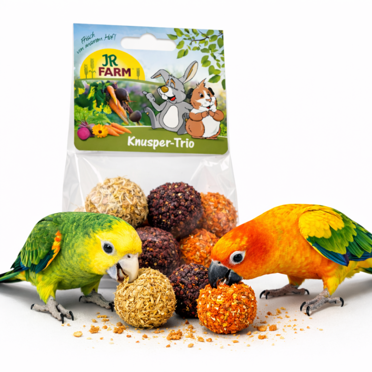 JR FARM Knusper Trio do Dziobania z lucerną, marchewką i burakiem dla papug 75 g od ParrotPlanet.pl