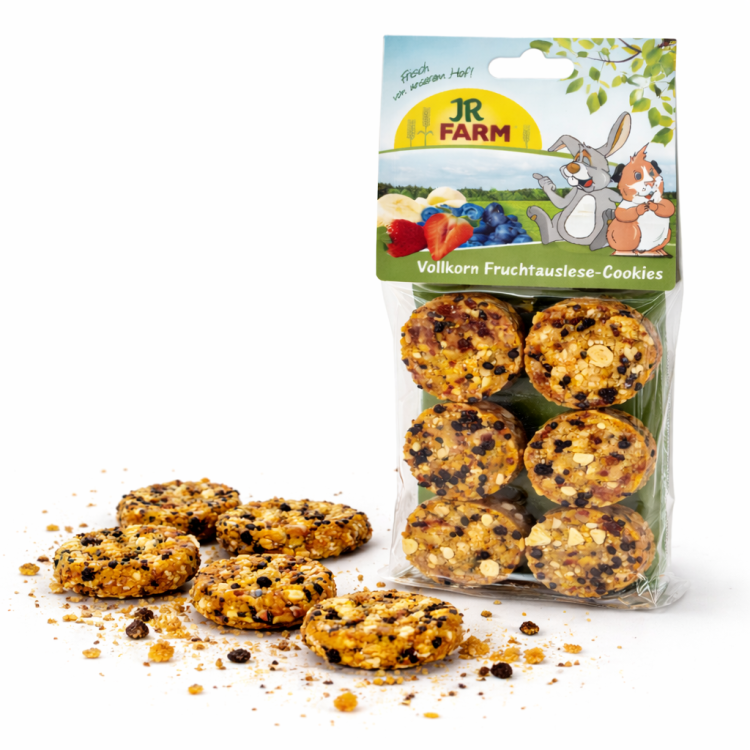 JR FARM Owocowe Ciasteczka Pełnoziarniste z marchewką, siemieniem lnianym i owocami dla papug 120 g  od ParrotPlanet.pl