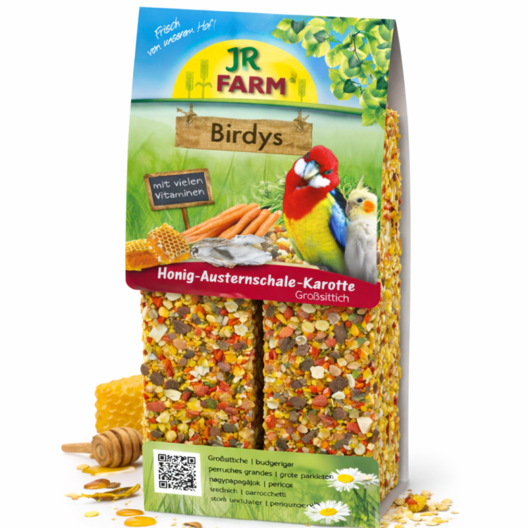 JR FARM Kolby Jajeczne z miodem i marchewką do chrupania dla wszystkich papug 260g