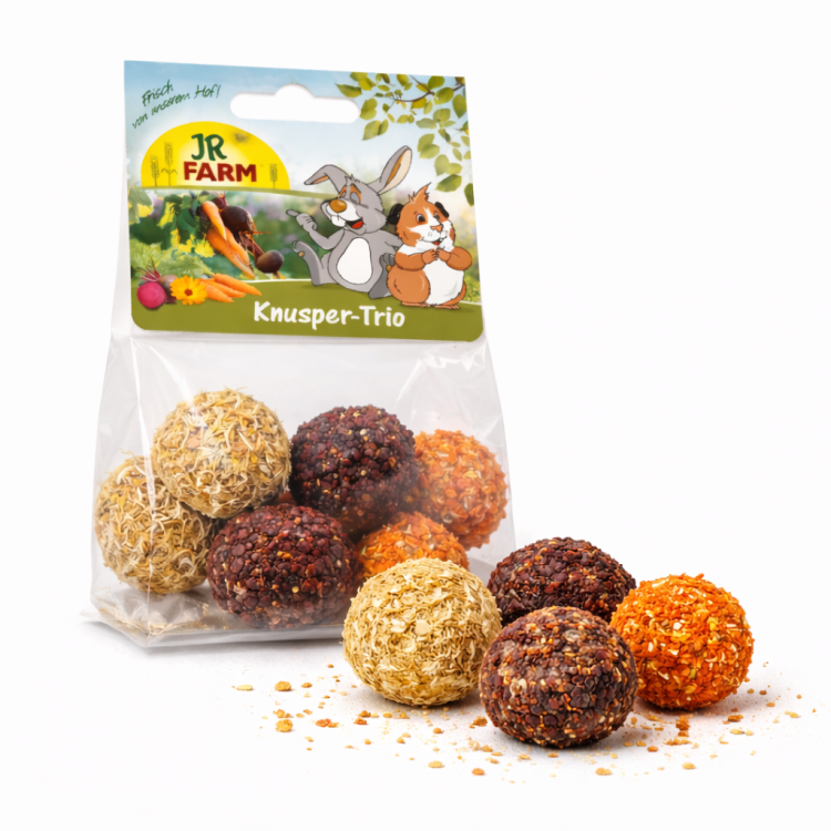 JR FARM Crunchy Trio 75 g 6 kulek smakołykowych dla królików i gryzoni od ParrotPlanet.pl