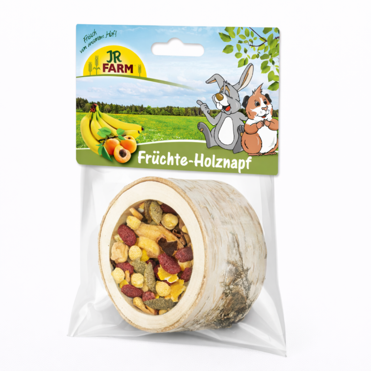 JR FARM Owocowa Miska Drewniana do Żerowania 120 g naturalna miska z owocami dla gryzoni od ParrotPlanet.pl