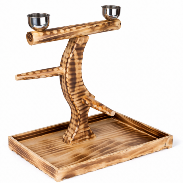 Naturalny drewniany stojak – żerdź – dla średnich i dużych papug od ParrotPlanet.pl