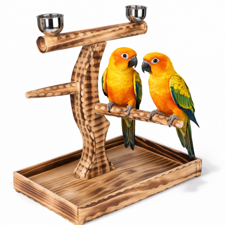 Naturalny drewniany stojak – żerdź – dla średnich i dużych papug od ParrotPlanet.pl