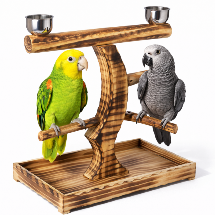 Naturalny drewniany stojak – żerdź – dla średnich i dużych papug od ParrotPlanet.pl