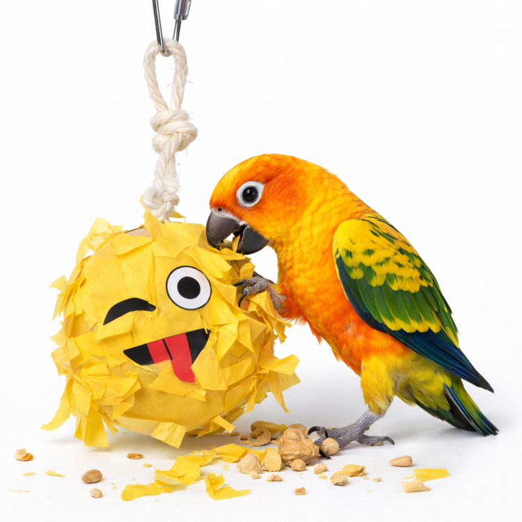 Emoji Piniata – zabawka do żerowania dla średnich papug od ParrotPlanet.pl