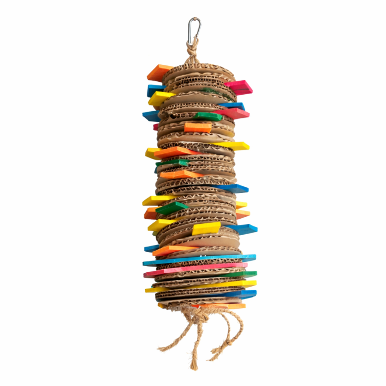 Kartonowa Zabawka do Niszczenia dla Papug | Zabawka do żerowania z kartonu i drewna od ParrotPlanet.pl