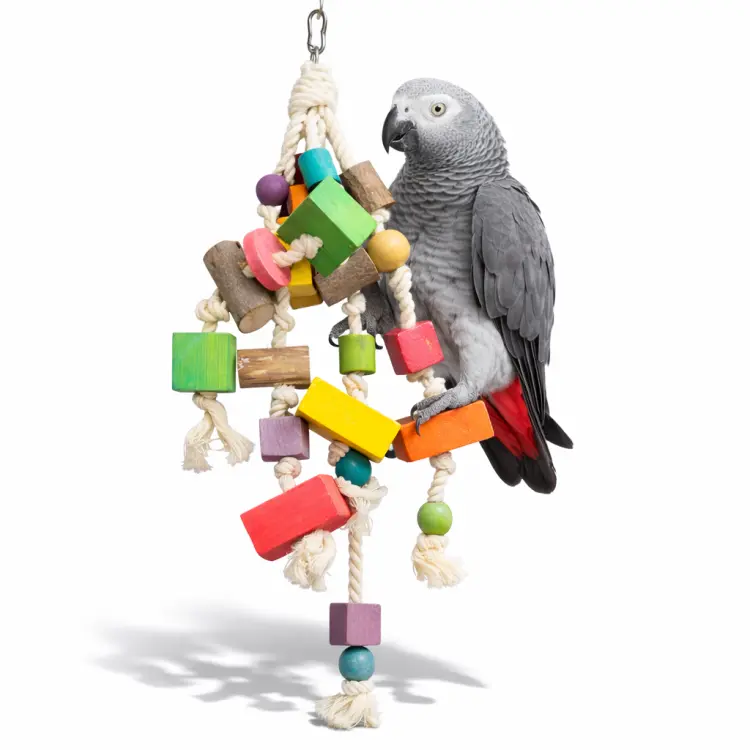 Kolorowa Kaskada | Duża zabawka manipulacyjna dla średnich i dużych papug od ParrotPlanet.pl